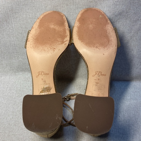Jcrew Metallic Gold Penny Sandal With Ankle Strap. Size 9 - Picture 8 of 12
